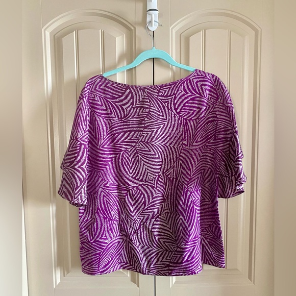 Banana Republic Purple Printed 100% Silk Blouse - Picture 2 of 7